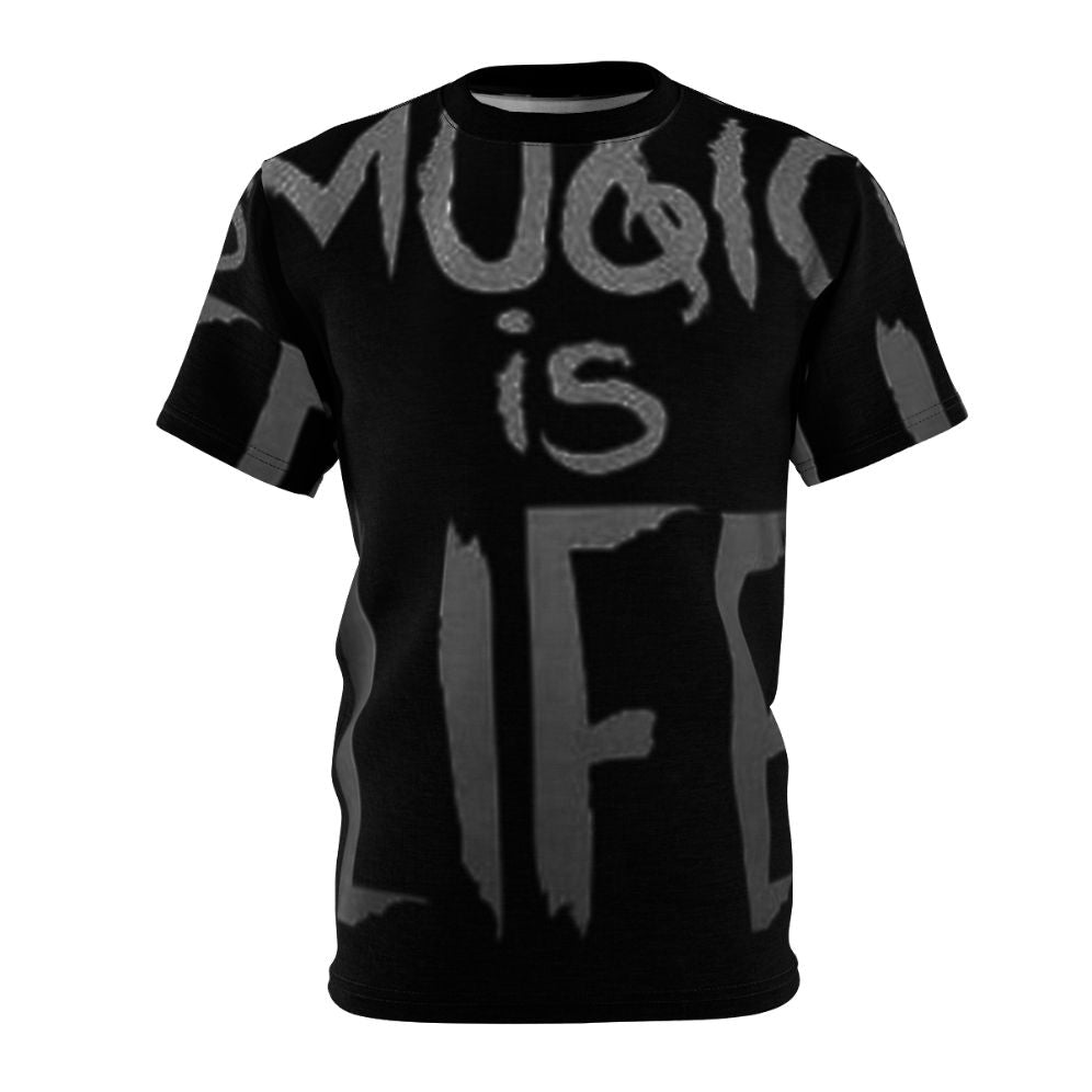 Stylish music-inspired t-shirt featuring the words "Music and Life"