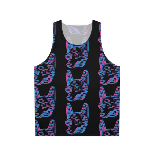 Neon space coyote 3D tank top