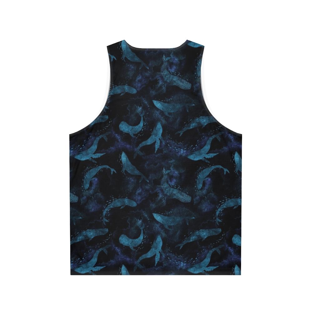 Indigo blue unisex tank top with whale design - Back