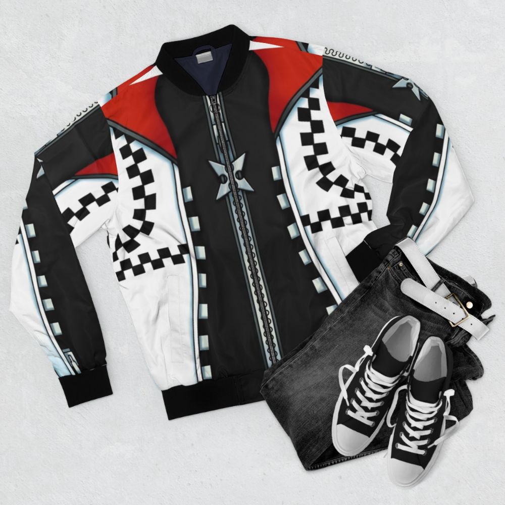 Stylish Kingdom Hearts Nobody Boy Bomber Jacket - Flat lay