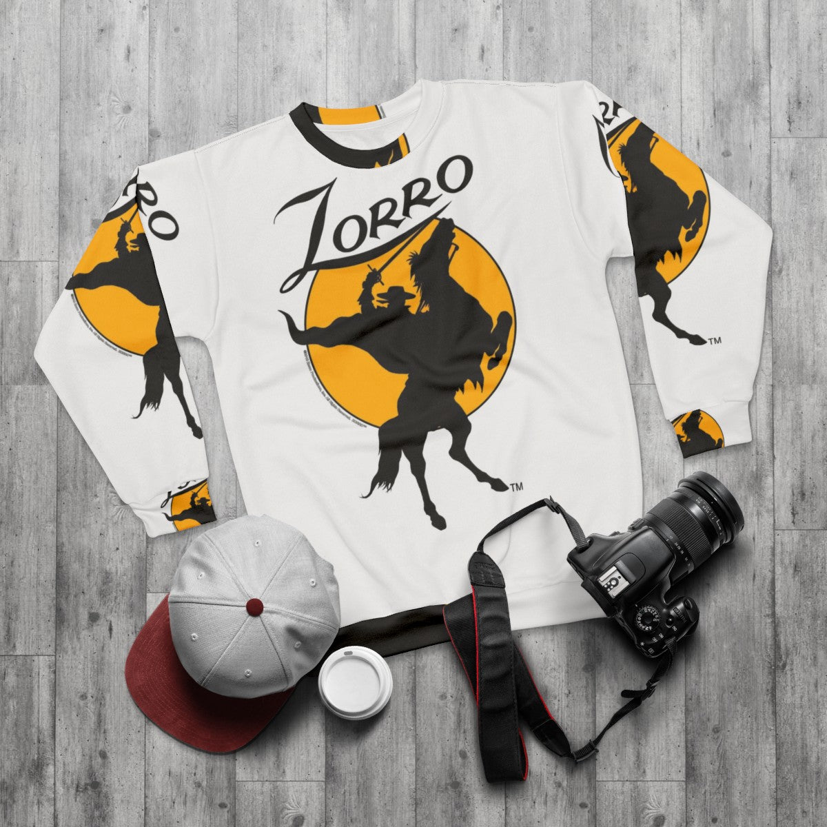 Zorro horse rider silhouette sweatshirt - flat lay