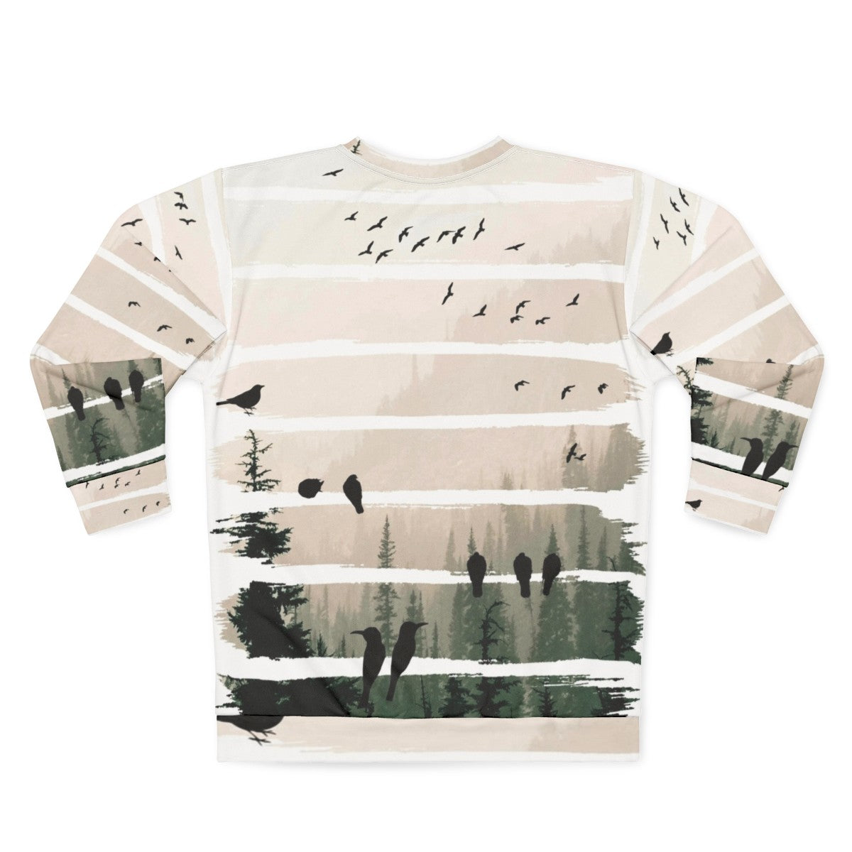 Birds watching birds at sunset abstract nature sweatshirt - Back