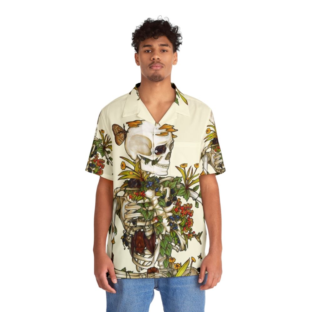 Botanical and skeletal Hawaiian shirt design - People Front