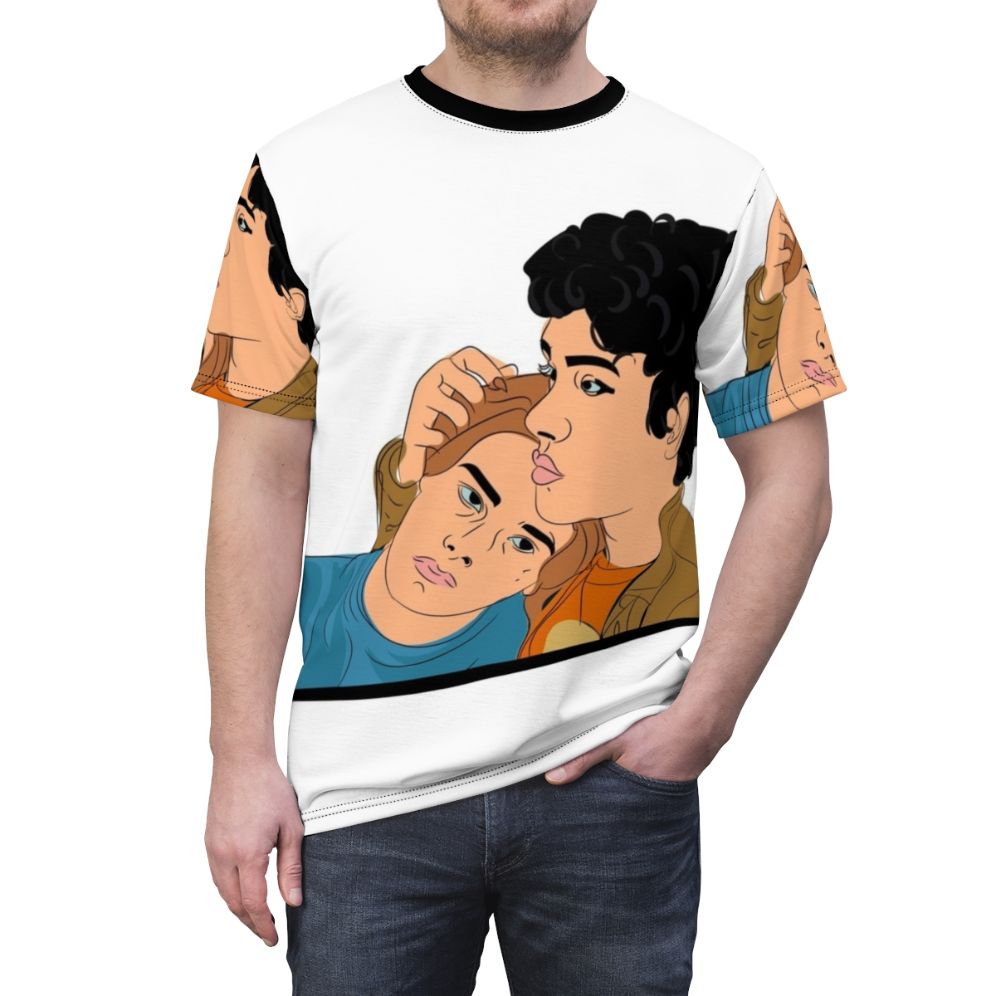 Young Royals inspired AOP T-shirt featuring main characters Simon and Wilhelm - men front