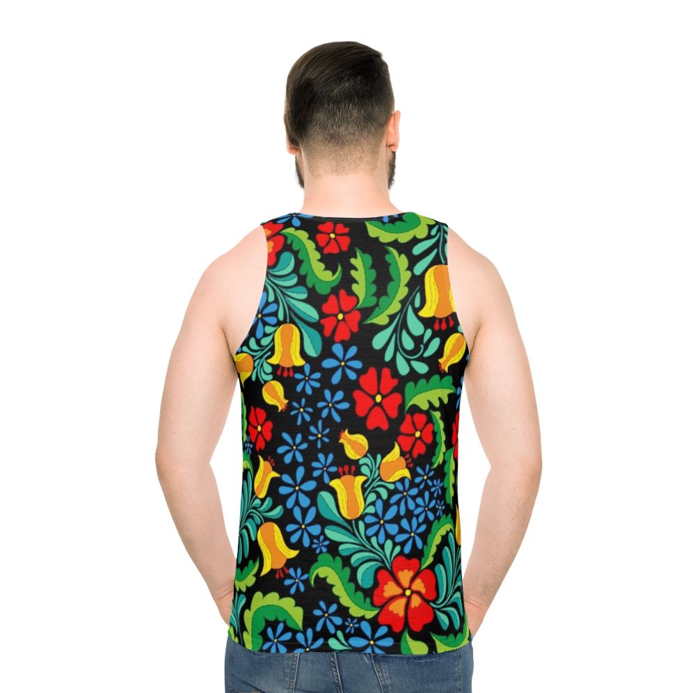 Seamless ethnic mexican tank top with traditional patterns - men back