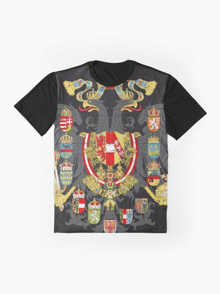 Vintage Austrian Empire flag graphic printed on a t-shirt - Flat lay