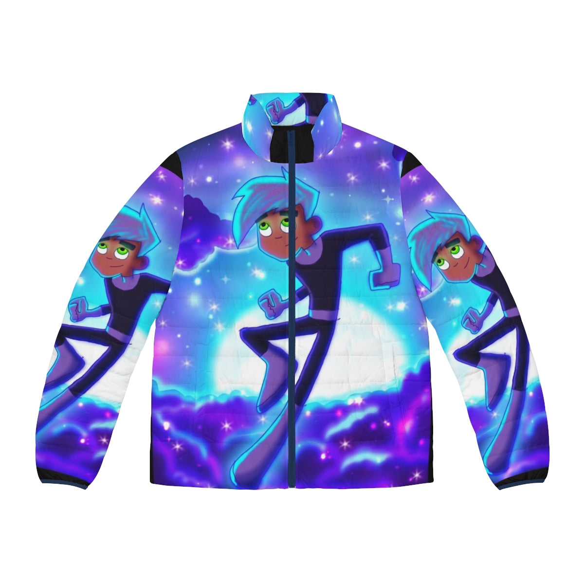 Danny Phantom themed puffer jacket featuring the iconic character