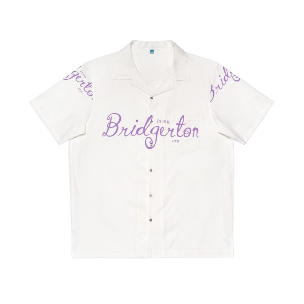 Purple Hawaiian shirt with Bridgerton-inspired design