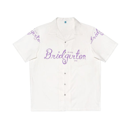 Purple Hawaiian shirt with Bridgerton-inspired design