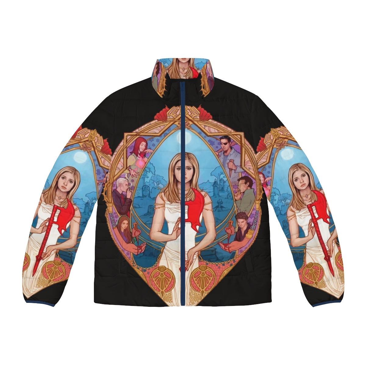 Buffy the Vampire Slayer inspired puffer jacket with fanart design