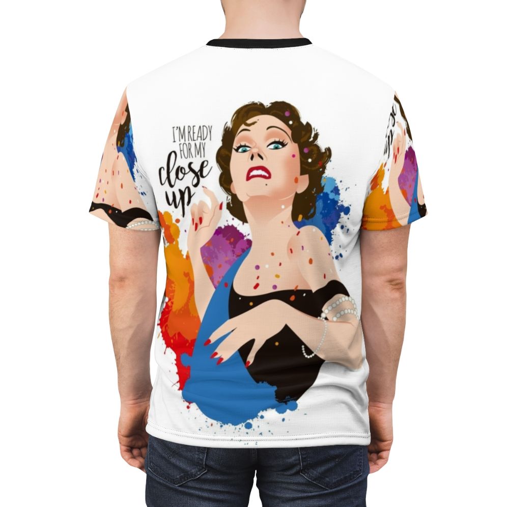 Close up AOP t-shirt with Norma Desmond and Gloria Swanson from Sunset Boulevard - men back