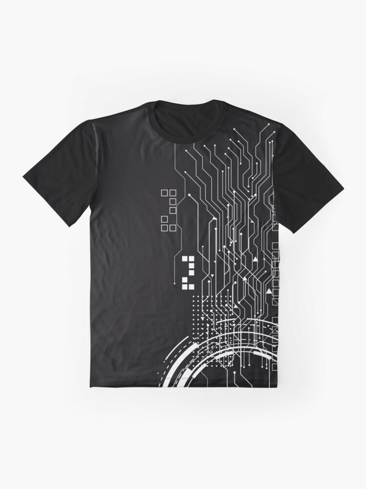 Wire mesh technology abstract pattern graphic design on a t-shirt - Flat lay