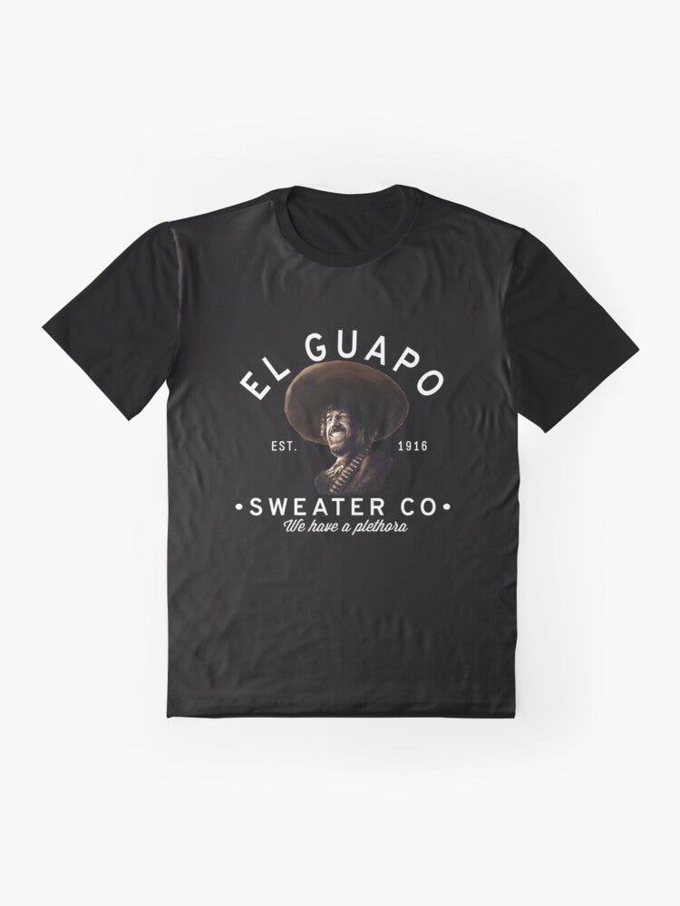 Vintage-style graphic t-shirt with "El Guapo Sweater Co. - Est. 1916" design - Flat lay