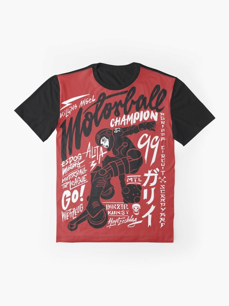 Motorball Alita Graphic T-Shirt featuring the character Alita from the Battle Angel Alita manga and anime series - Flat lay