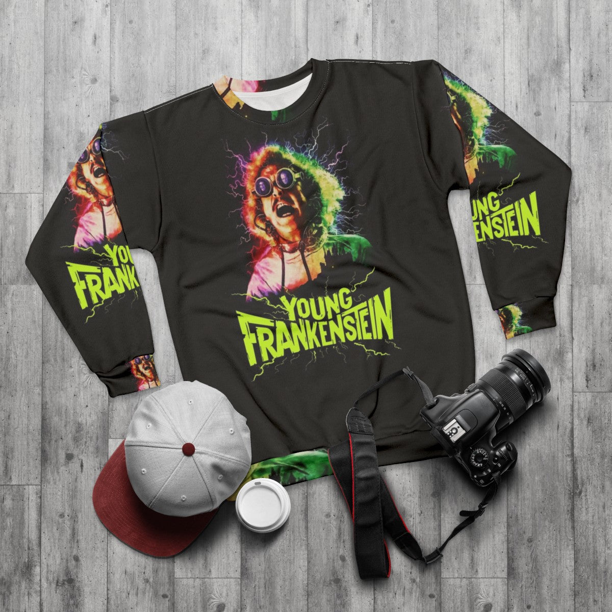 Gene Wilder Young Frankenstein Parody Sweatshirt - flat lay