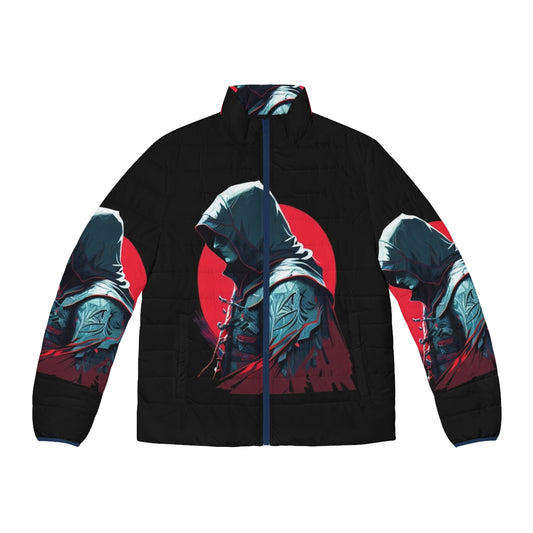 Assassin's Creed puffer jacket with iconic game logo and design