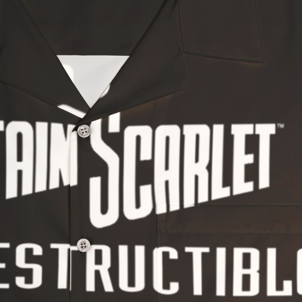 Colorful Hawaiian-style shirt with "Captain Scarlet You Are Not" design - Detail