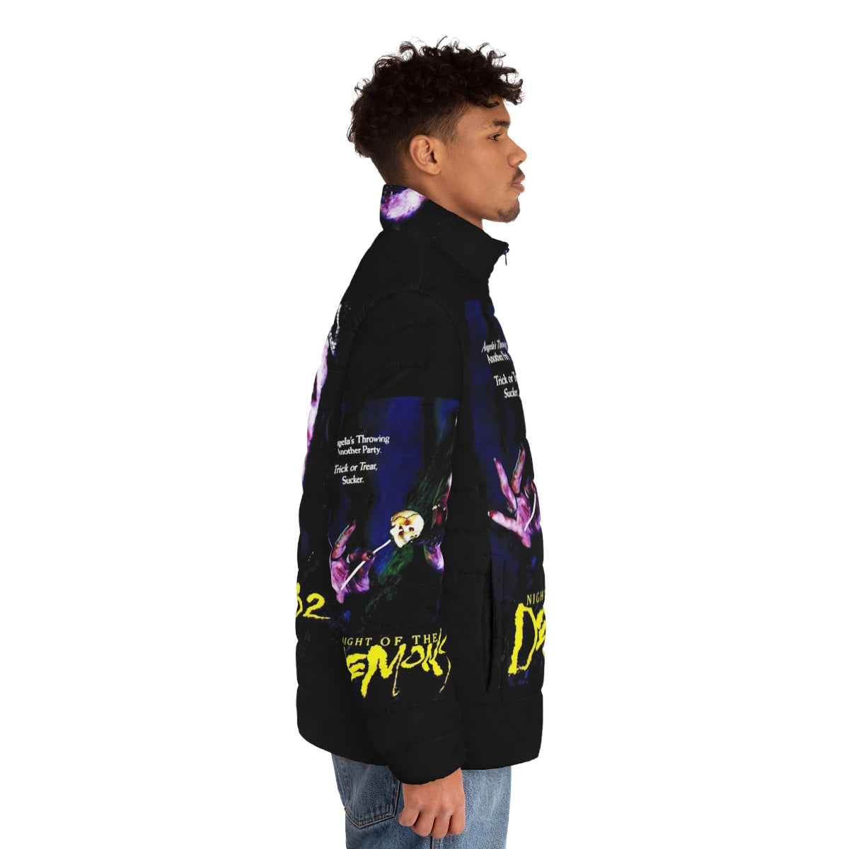 Night of the Demons 2 graphic puffer jacket with horror movie design - men side right