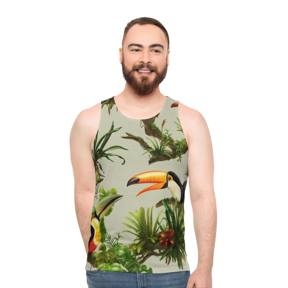 Tropical Toucan and Bromeliad Unisex Tank Top - men