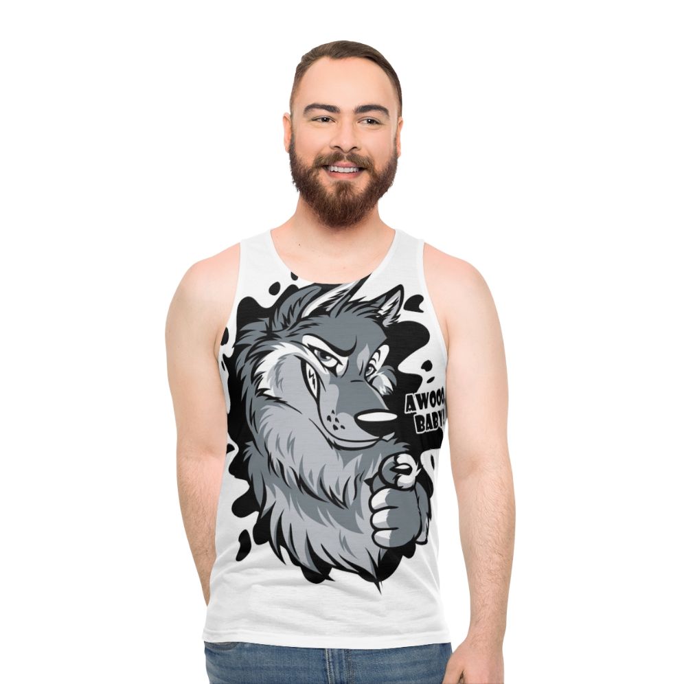 Cute wolf howling baby unisex tank top - men