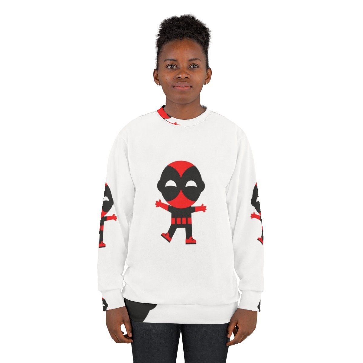 Cute baby wearing a superhero-themed sweatshirt - women