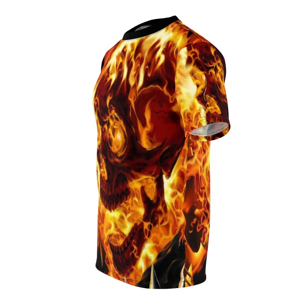 Fiery Ghost Rider graphic tee with a bold, comic book-style design - men left