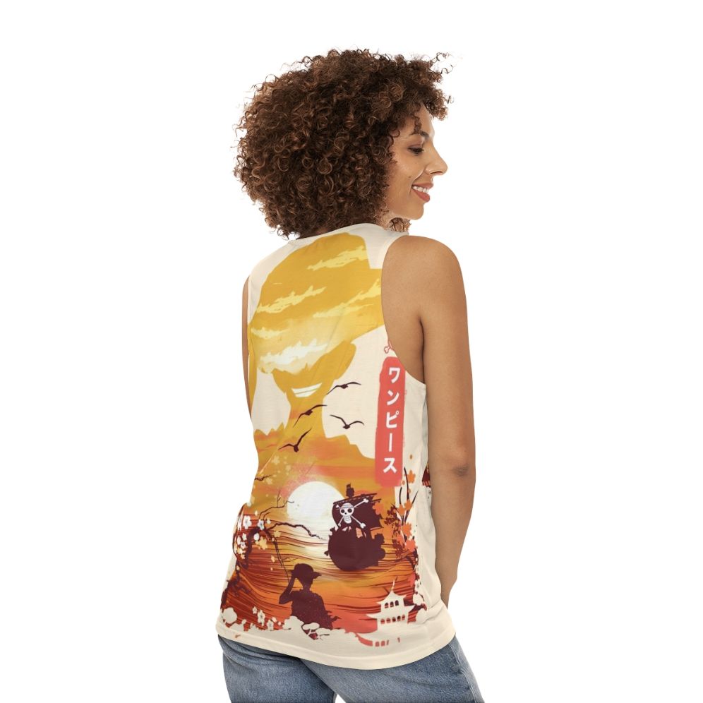 One Piece Luffy Anime Tank Top - women back