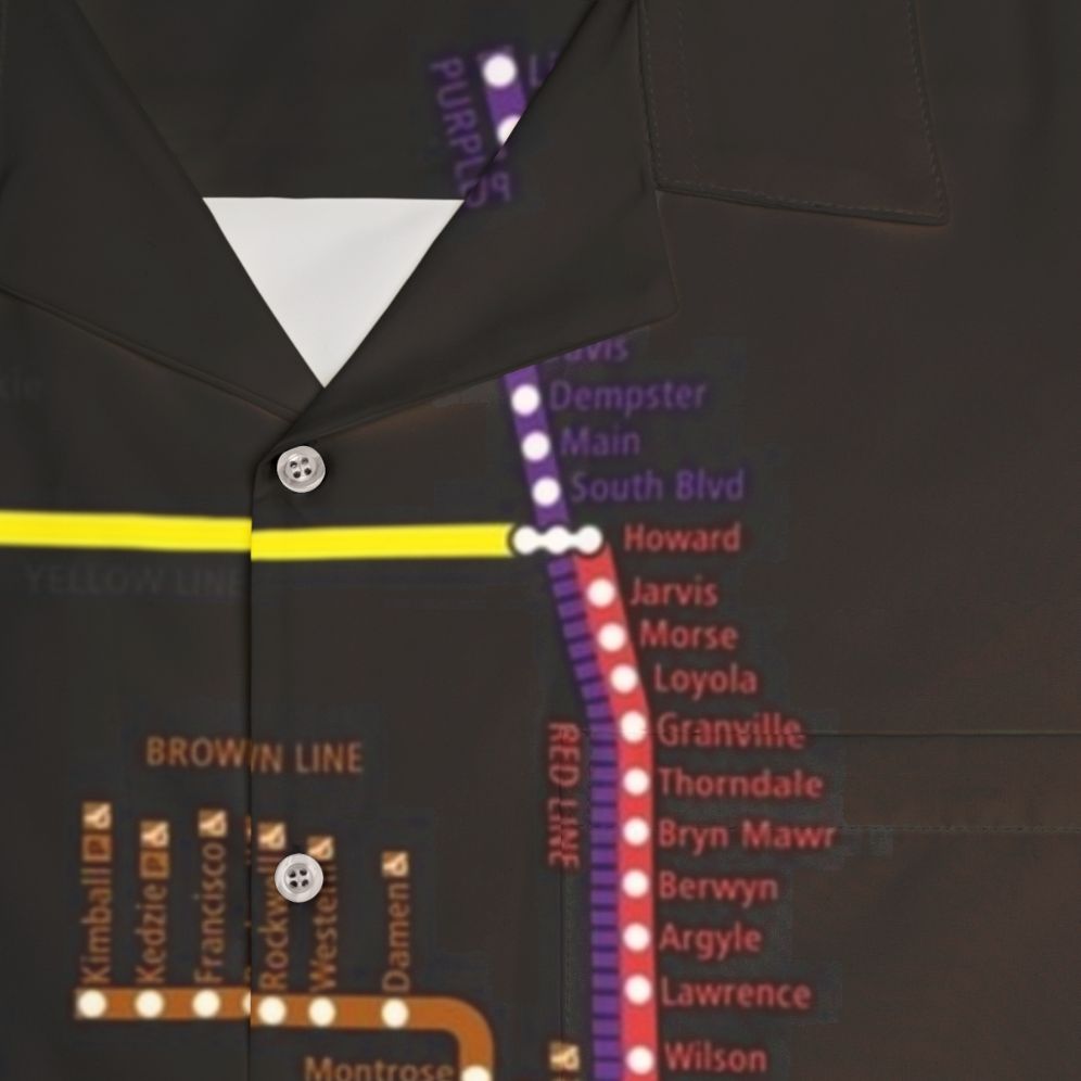 Chicago CTA Trains Map Hawaiian Shirt - Detail