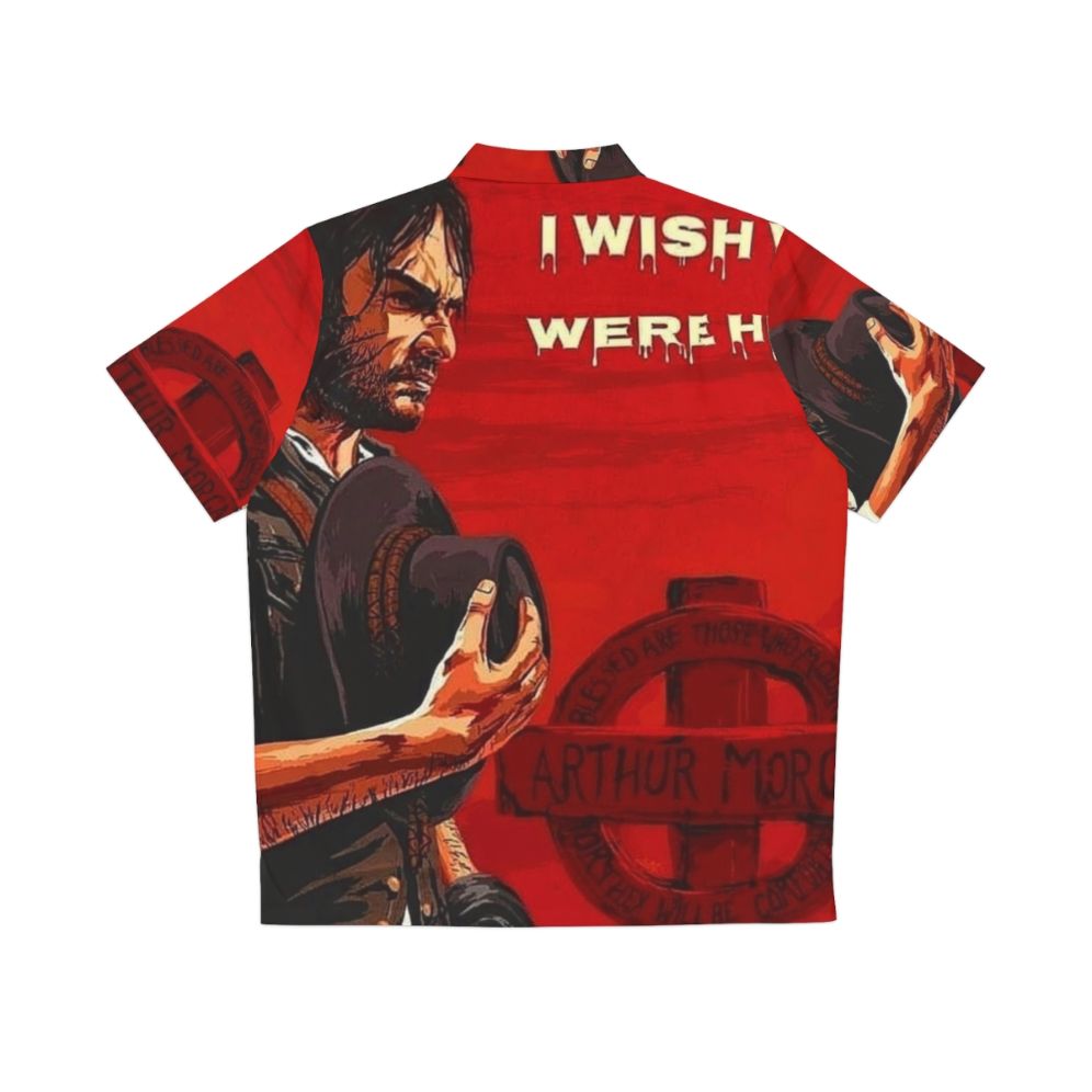 John Marston Hawaiian Shirt with cowboy and gaming elements - Back