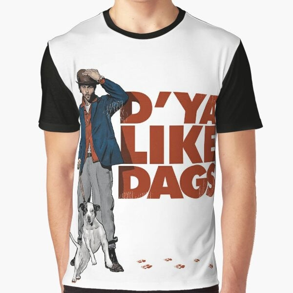 "D'Ya Like Dags?" Graphic T-Shirt featuring a design inspired by the Guy Ritchie movie "Snatch" with Brad Pitt.