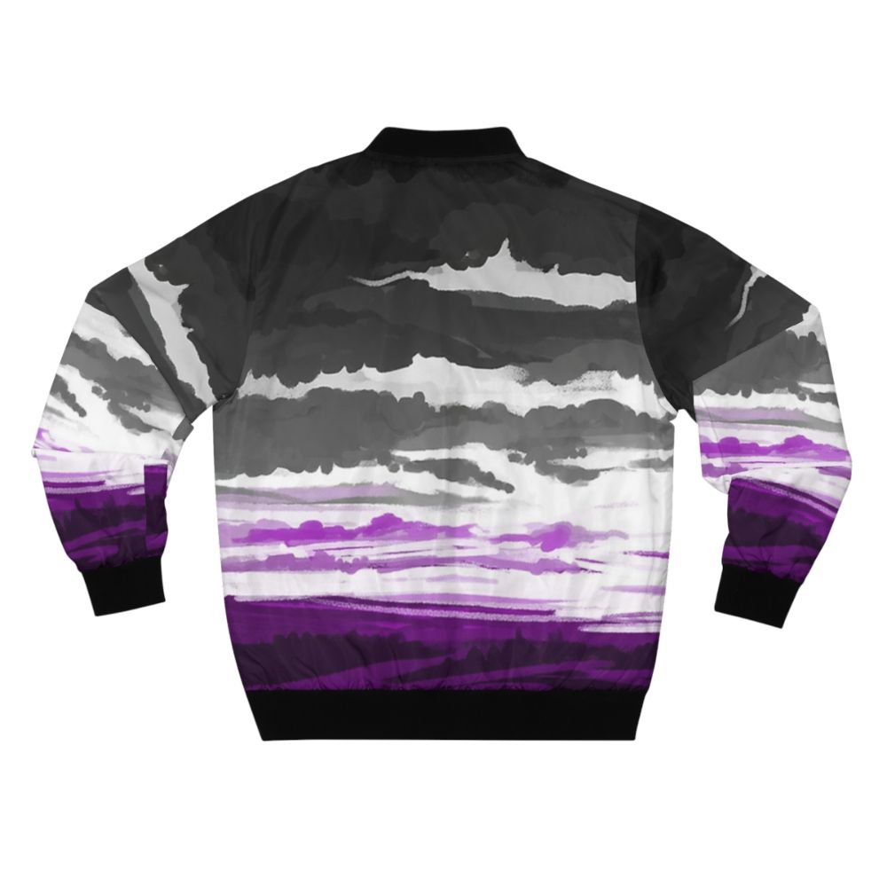 Asexual pride flag bomber jacket with bold graphic design - Back