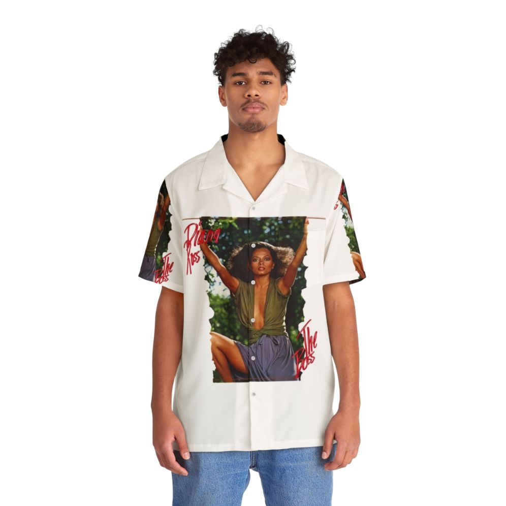 Vibrant Hawaiian shirt featuring the album cover of Diana Ross' iconic 'The Boss' album - People Front