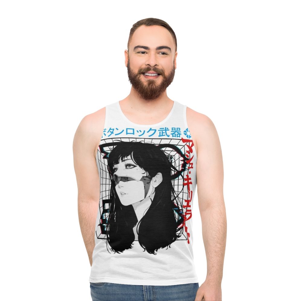 Cyberpunk cyborg woman in vaporwave urban style tank top - men