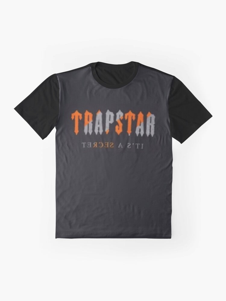 Trapstar Orange Graphic T-Shirt featuring the brand's iconic logo and stripes - Flat lay