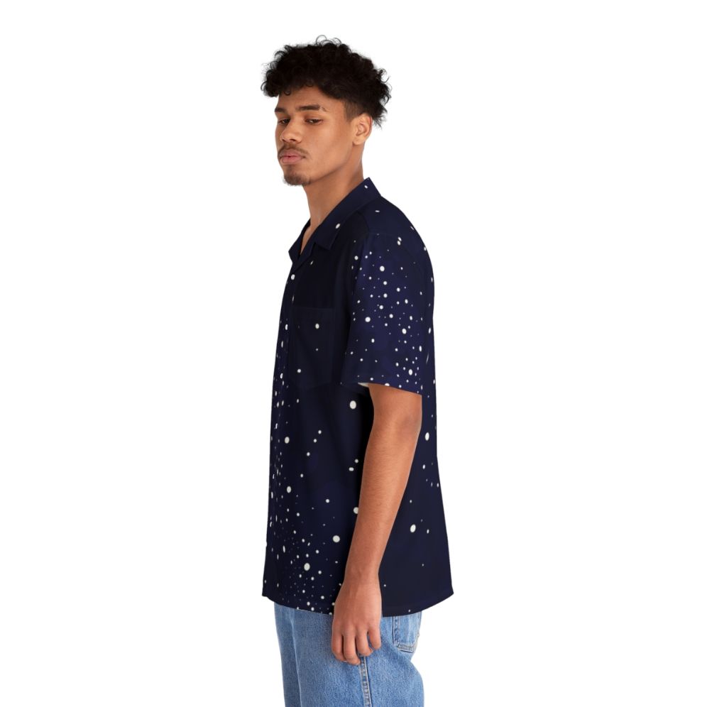 Starry night sky cosmic galaxy pattern Hawaiian shirt - People Left