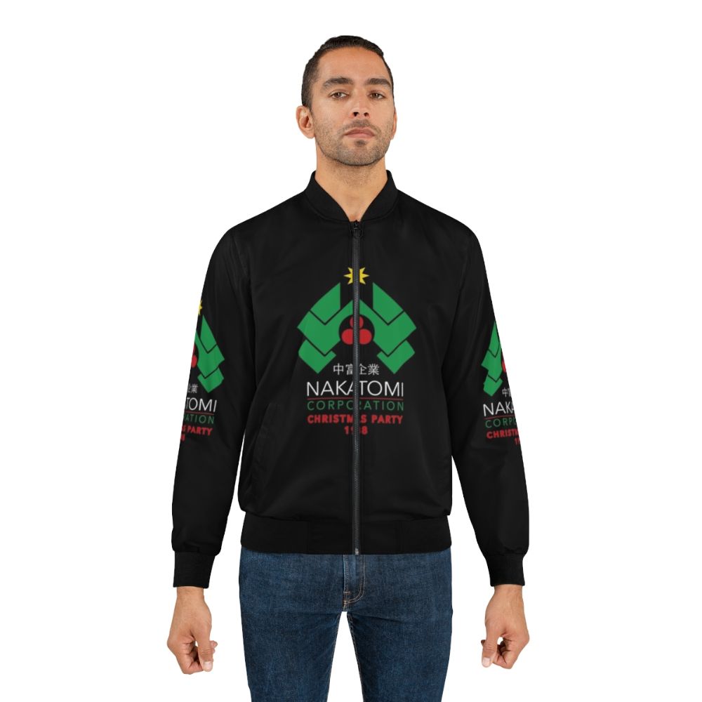 Nakatomi Corporation Christmas Party Bomber Jacket with retro 80s die hard movie design - Lifestyle