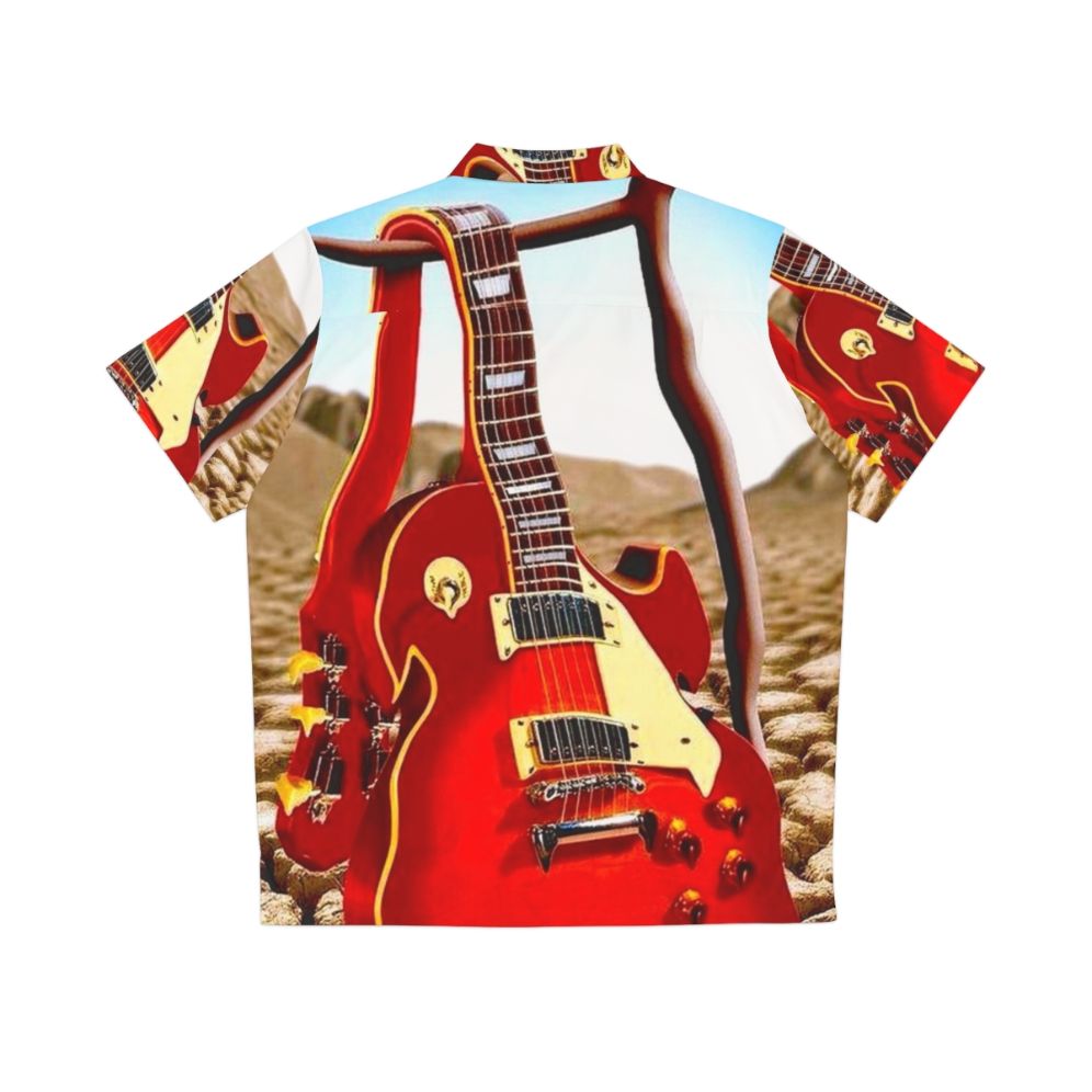 Vintage abstract melted guitar Hawaiian shirt - Back