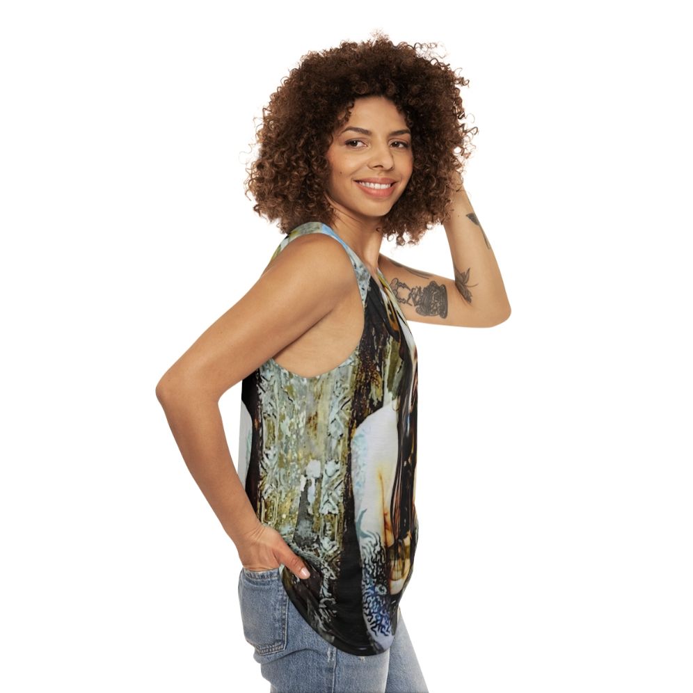 Unisex tank top with Marilyn Monroe and music band design - women side