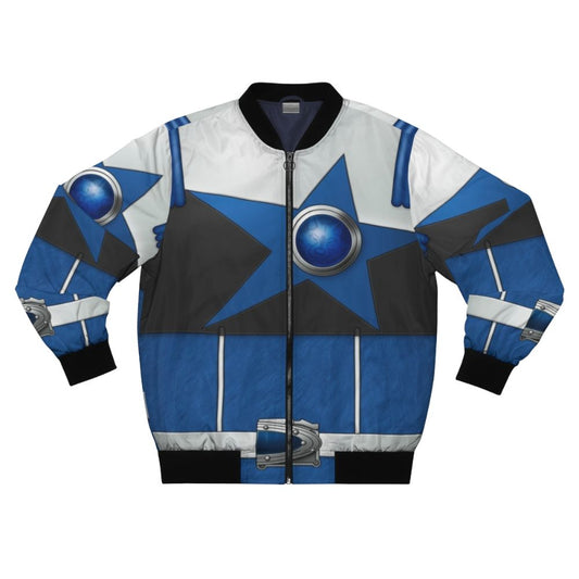 Blue bomber jacket with Ookamiblue design for Kyuranger fans