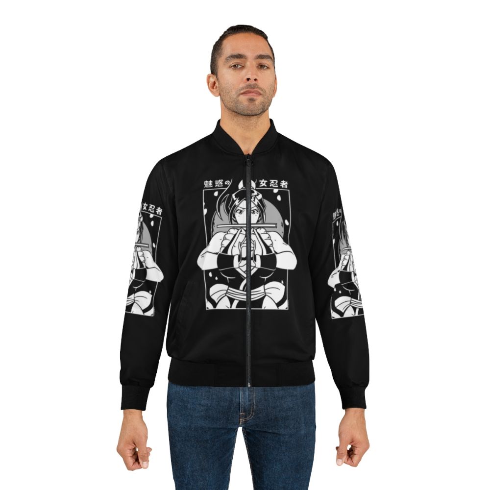 A stylish and powerful bomber jacket featuring a kunoichi goddess design for fighting and gaming enthusiasts. - Lifestyle