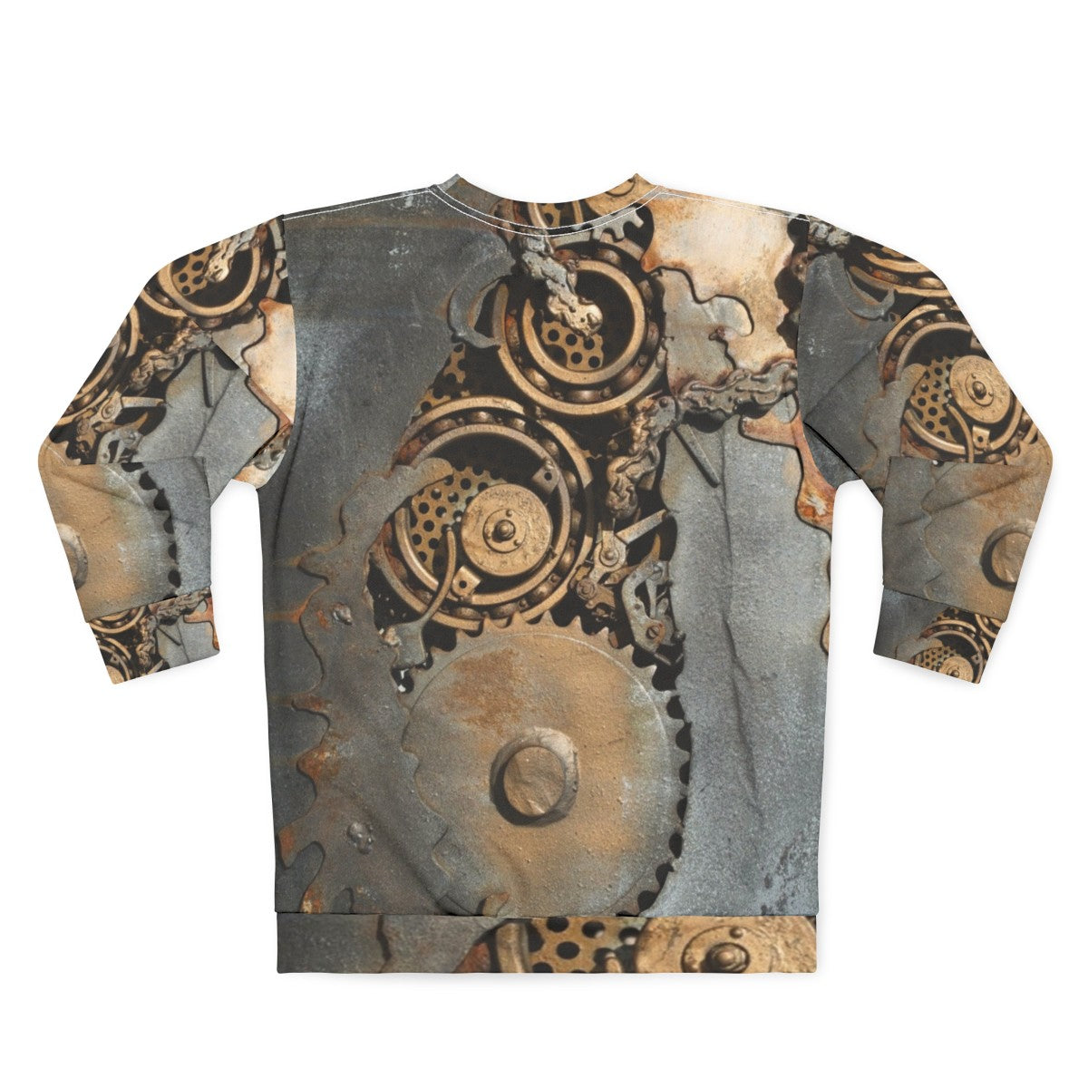 Steampunk Gears Sweatshirt featuring rusty metal cogs and sprockets - Back