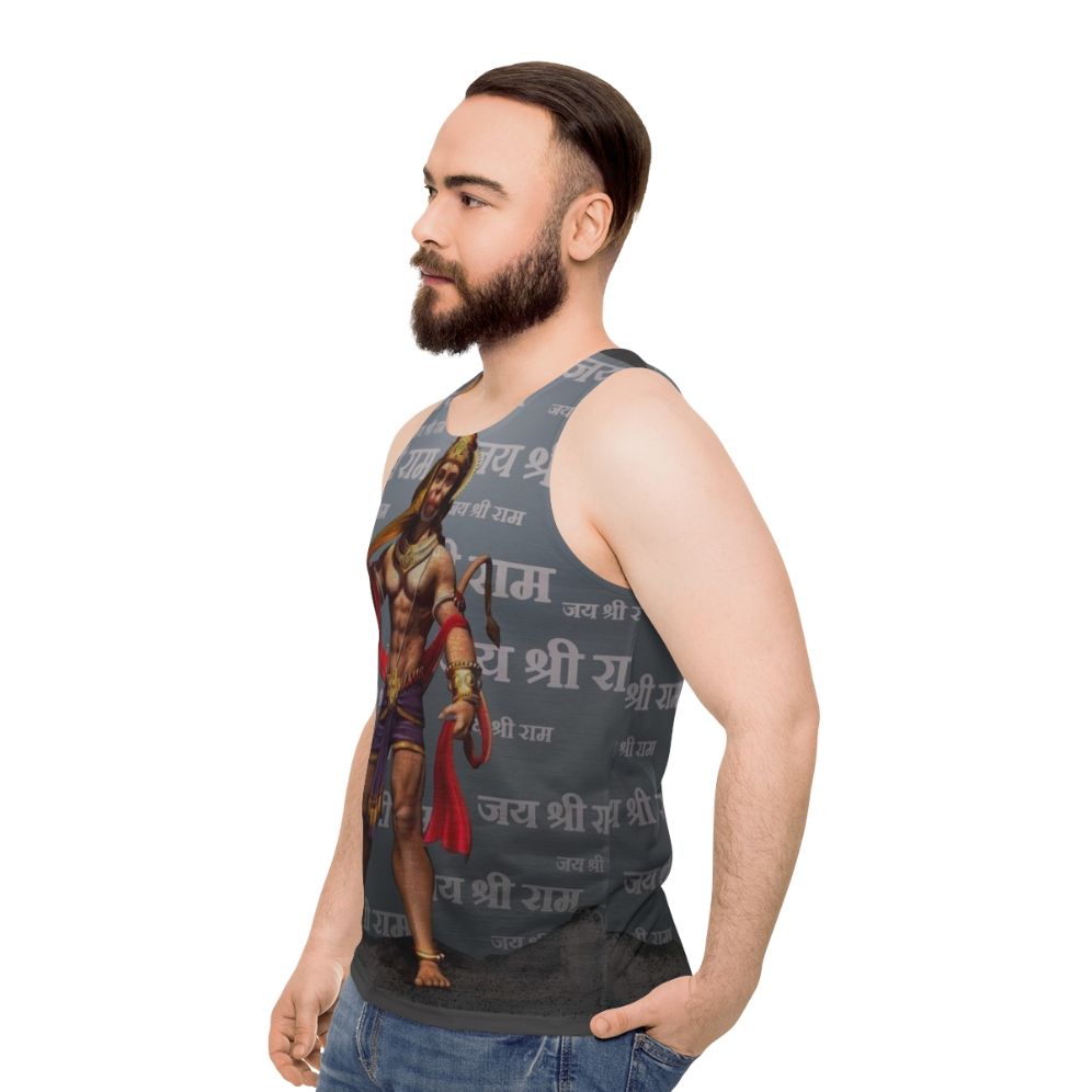 Unisex tank top with Lord Hanuman and Jai Sri Ram design - men side