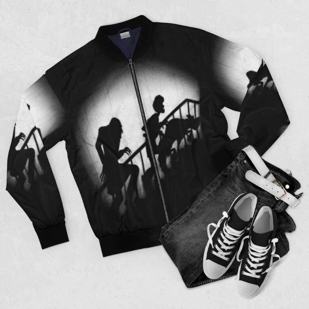 Nosferatu horror mystery bomber jacket for the ultimate horror fan - Flat lay