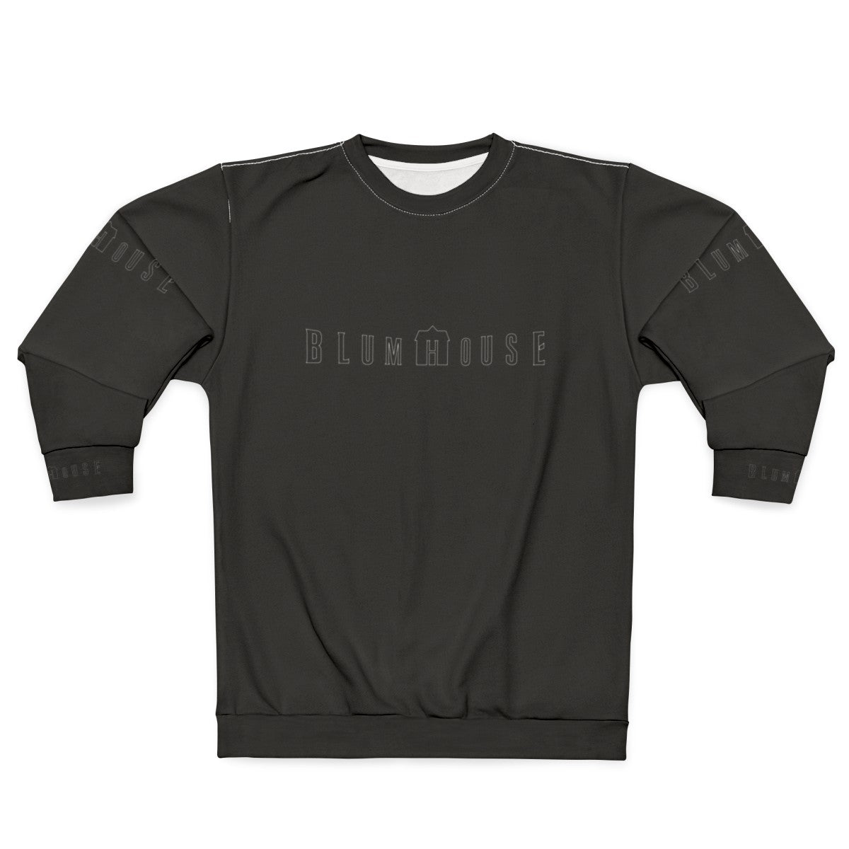 Blumhouse Productions logo outline on a black sweatshirt