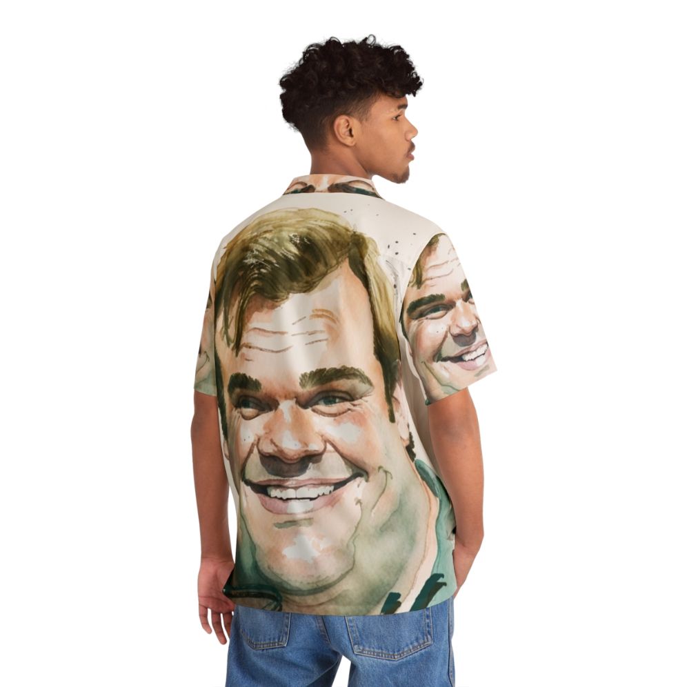 Watercolor Hawaiian Shirt with Chris Farley Inspired Design - People Back