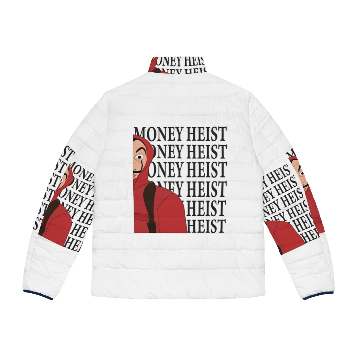 Money Heist Half Puffer Jacket with characters from the Netflix series - Back