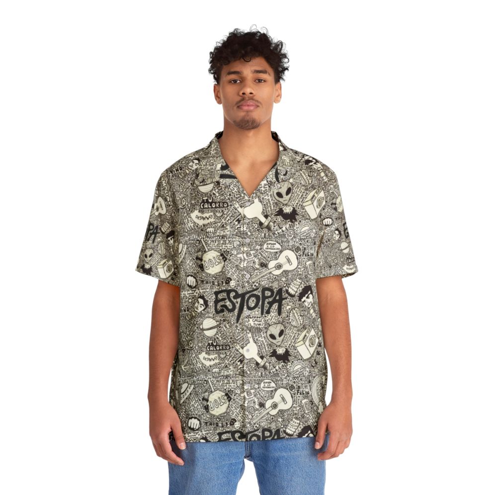 Estopa Hawaiian Shirt with Estopa Band Logo - People Front