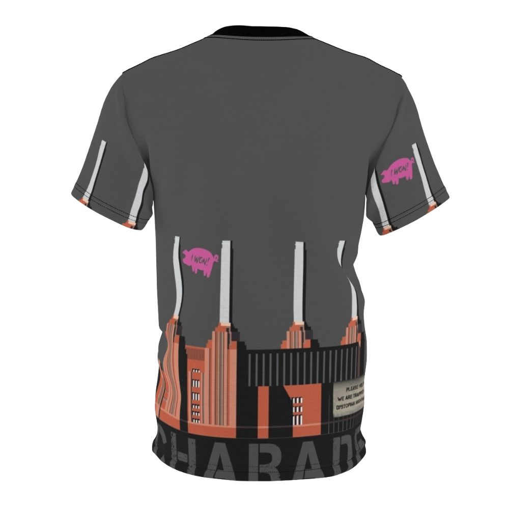 Charade AOP T-Shirt featuring a satirical design inspired by the Pink Floyd album 'Animals' - Back