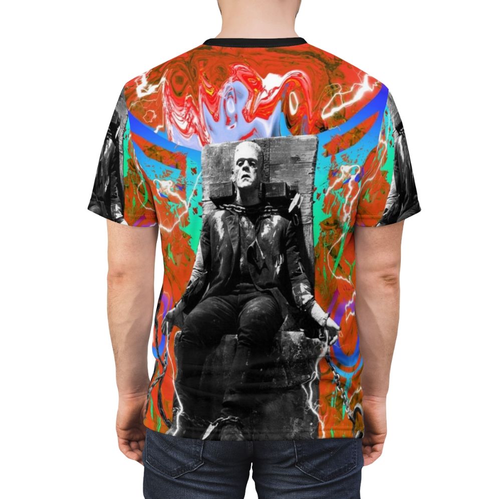 Colorful Frankenstein monster t-shirt design with retro and contemporary elements - men back