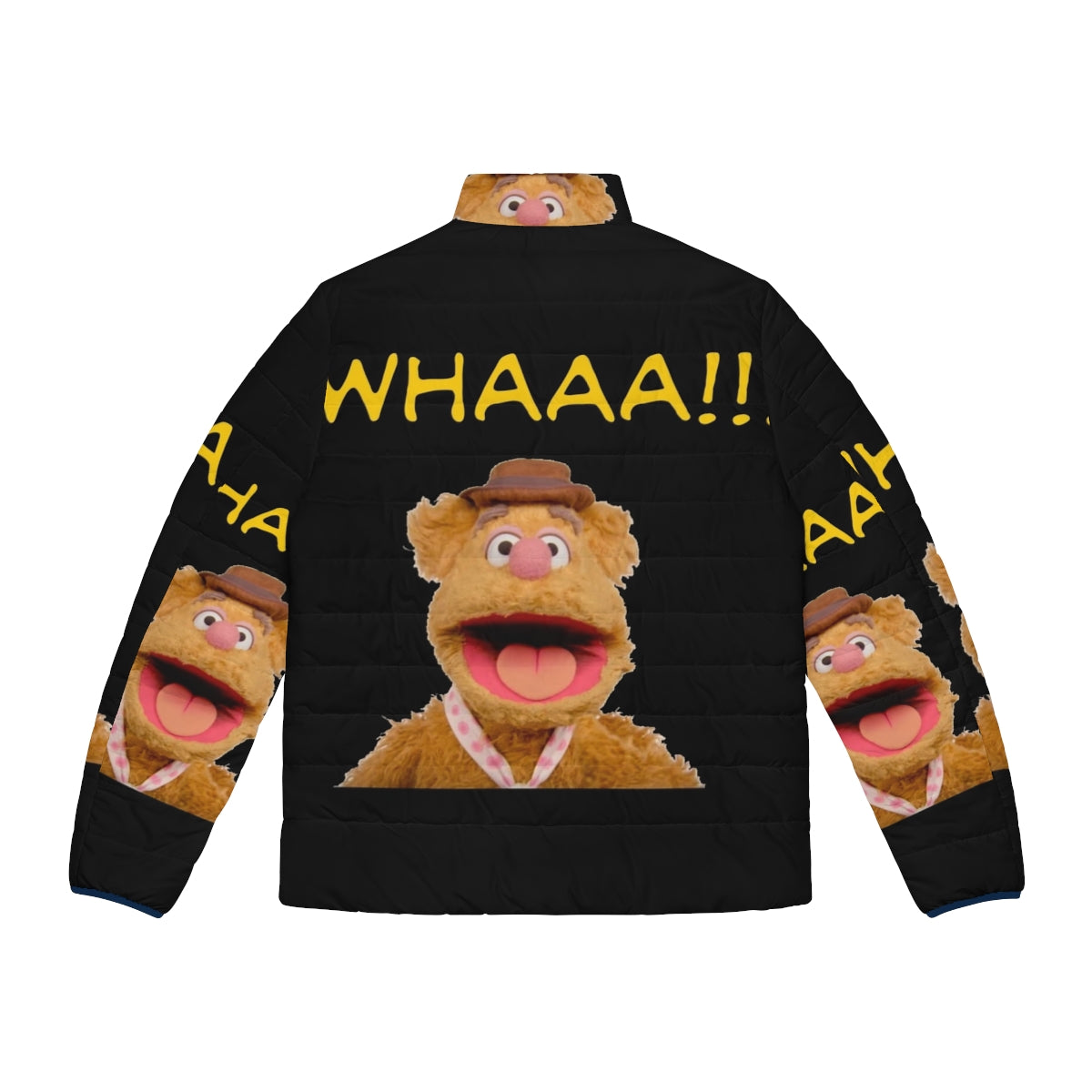 Fozzie Bear Muppets Puffer Jacket featuring a plush, fuzzy design - Back